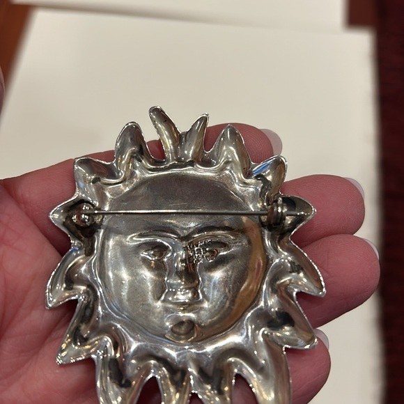 Genuine Vintage Sterling Silver SUN Face Pendant/ Brooch 925 Mexico - Picture 5 of 12